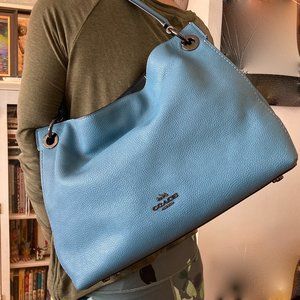 Coach Slate Blue Pebble Leather Hobo.